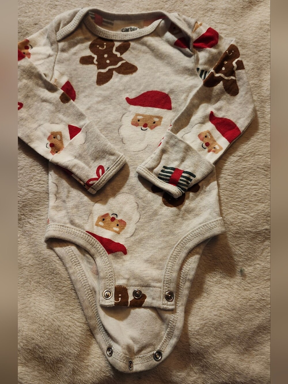 Carter's Cream Santa & Gingerbread Holiday One-Piece